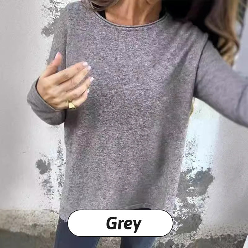 🖤Early Black Friday Sale:50% OFF🖤Women's Solid Round Neck Long Sleeve Tops