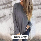 🖤Early Black Friday Sale:50% OFF🖤Women's Solid Round Neck Long Sleeve Tops