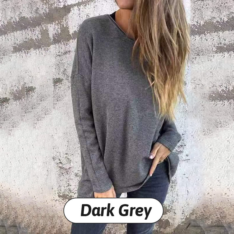 🖤Early Black Friday Sale:50% OFF🖤Women's Solid Round Neck Long Sleeve Tops