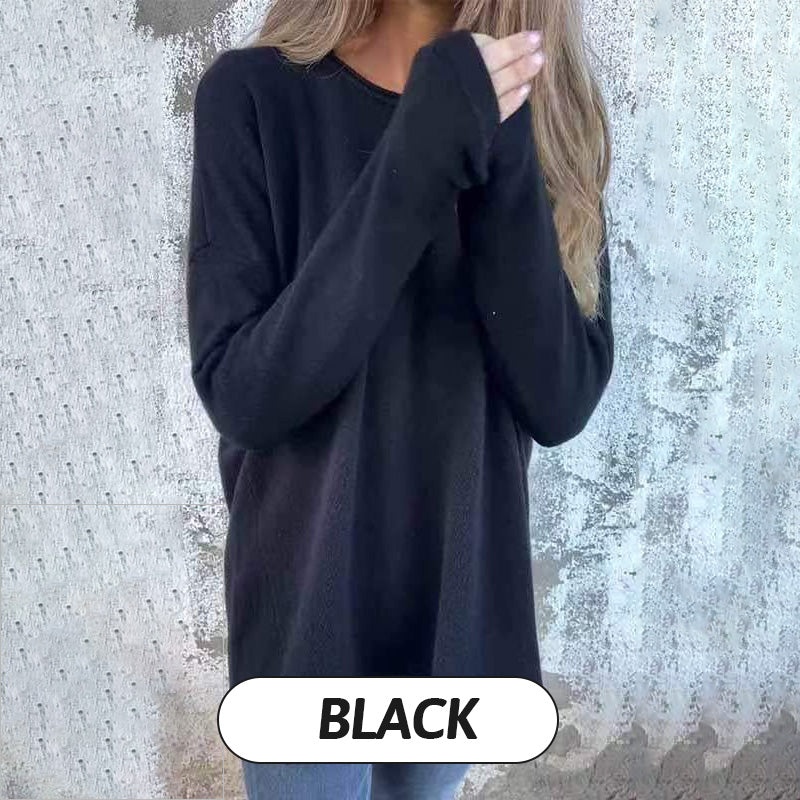 🖤Early Black Friday Sale:50% OFF🖤Women's Solid Round Neck Long Sleeve Tops