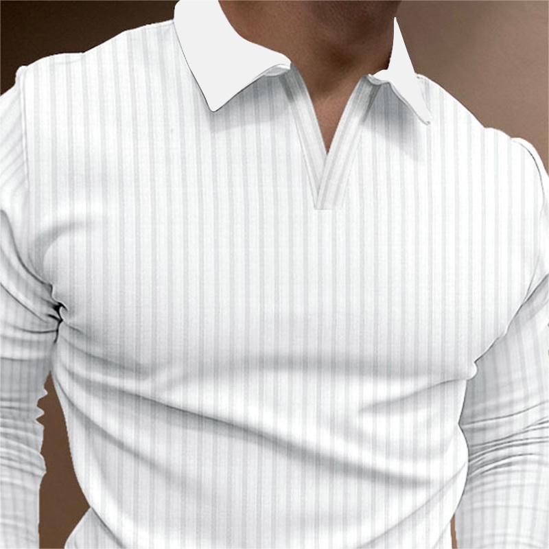 Top Sólido de Color Suave con Cuello en V, Solapa Estrecha y Rayas Ajustadas