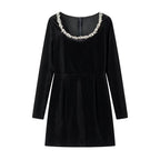 Elegant Square Neck Long Sleeve Dress