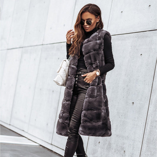 Women's Winter Warm Faux Fur Long Vest