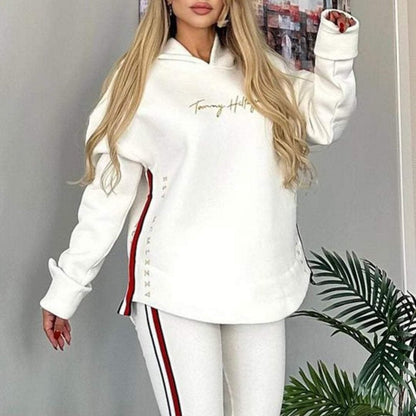 🔥2025 New Arrival - 75% OFF🎉Women's Long-Sleeved Striped Casual Hooded Top&pants0✈️free shipping