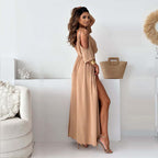 💖Limited Sale 49% OFF💖Women’s Elegant Sexy V Neck Side Slit Dress🤩🌷