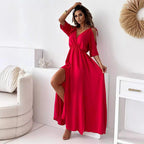 💖Limited Sale 49% OFF💖Women’s Elegant Sexy V Neck Side Slit Dress🤩🌷