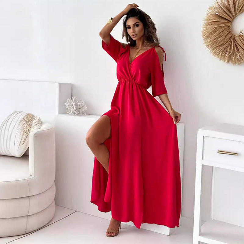 💖Limited Sale 49% OFF💖Women’s Elegant Sexy V Neck Side Slit Dress🤩🌷