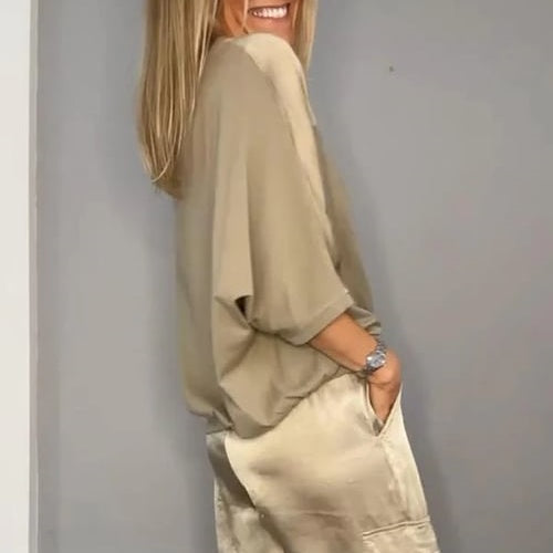 🔥Hot Sale - 50% off🔥Women's Round-Neck Top & Pants 2-Piece Set