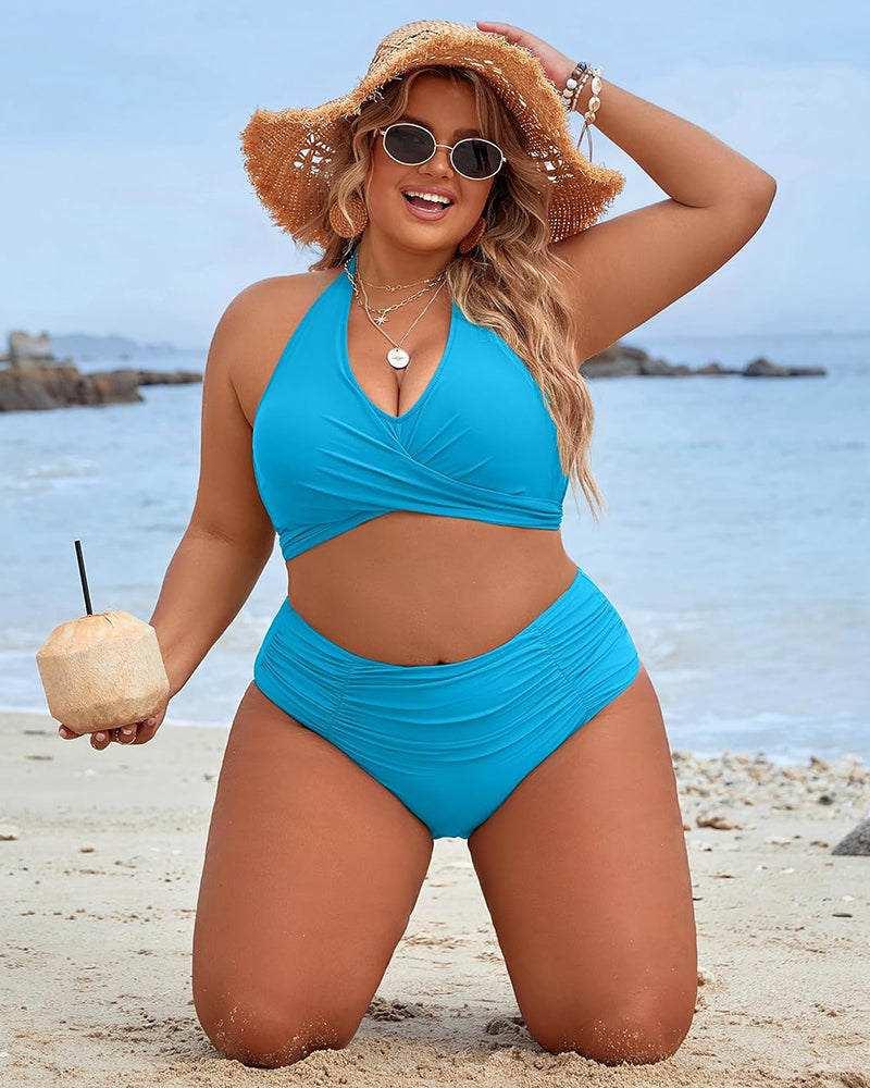 🍹Summer Hot Sales 50%OFF☀️Tummy Control Bathing Suits Modest High Waisted Bikini Sets