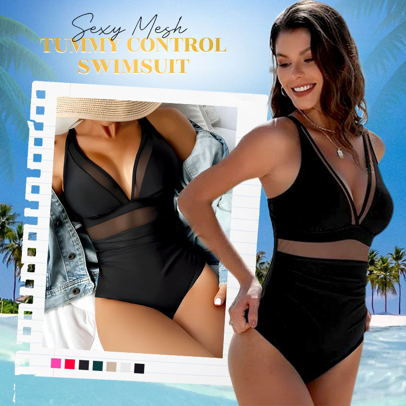 💥Last Day Special Sale 50% OFF🩱Sexy Mesh Tummy Control Swimsuit