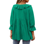 🎁 Hot Sale 49% OFF 🔥Women's 3/4 Sleeve Tie Front Ruffle Tiered Shirts