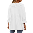 🎁 Hot Sale 49% OFF 🔥Women's 3/4 Sleeve Tie Front Ruffle Tiered Shirts
