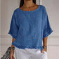 Women's Solid Round-Neck Short Sleeve Ruffle Tops