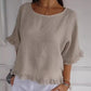 Women's Solid Round-Neck Short Sleeve Ruffle Tops