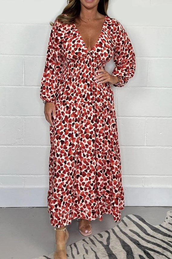🔥LAST DAY SALE 49% OFF✨️Women Printed Sexy Deep V-neck Dress✈️Buy 3 Free Shipping
