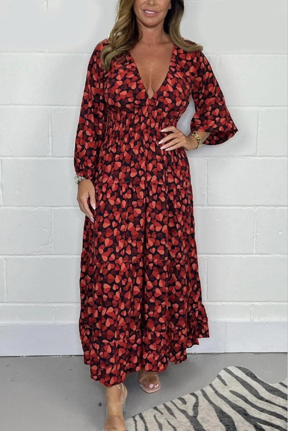 🔥LAST DAY SALE 49% OFF✨️Women Printed Sexy Deep V-neck Dress✈️Buy 3 Free Shipping
