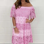 🎉2025 New Products Hot Sale✨Lace Hollow Patchwork Strapless Dress For Women