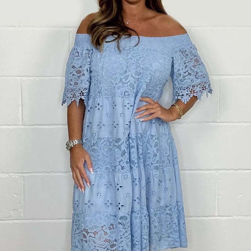 🎉2025 New Products Hot Sale✨Lace Hollow Patchwork Strapless Dress For Women