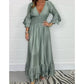 High-Waisted Pleated Deep V-Neck Wide-Leg Jumpsuit