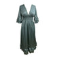 High-Waisted Pleated Deep V-Neck Wide-Leg Jumpsuit