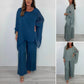 Women's Elegant Casual Chiffon Top & Wide Leg Pants Set