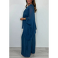 Women's Elegant Casual Chiffon Top & Wide Leg Pants Set