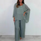 Women's Elegant Casual Chiffon Top & Wide Leg Pants Set
