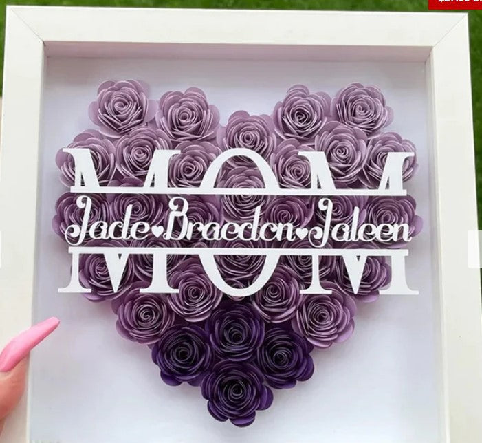 Personalized Mom Flower Shadow Box With Name For Mother's Day