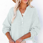 💖Limited Sale 60% OFF💖Women’s Casual Gauze Button Neck Long Sleeve Blouse