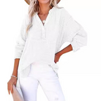 💖Limited Sale 60% OFF💖Women’s Casual Gauze Button Neck Long Sleeve Blouse