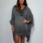 Women's V-Neck Solid Color Mini Dress