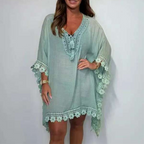 Women's V-Neck Solid Color Mini Dress
