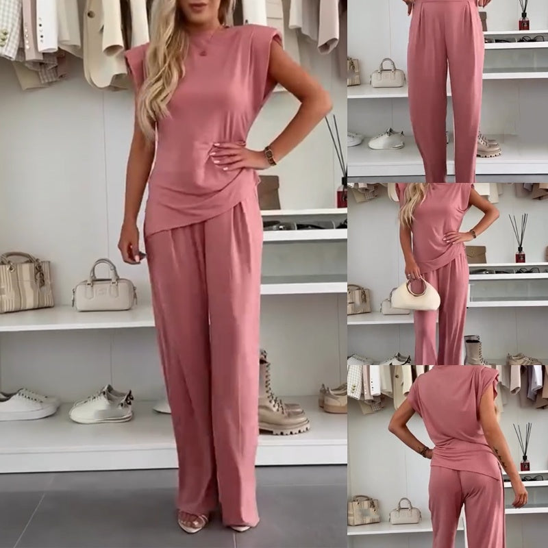Lightweight Sleeveless Top & Wide-Leg Pants Set