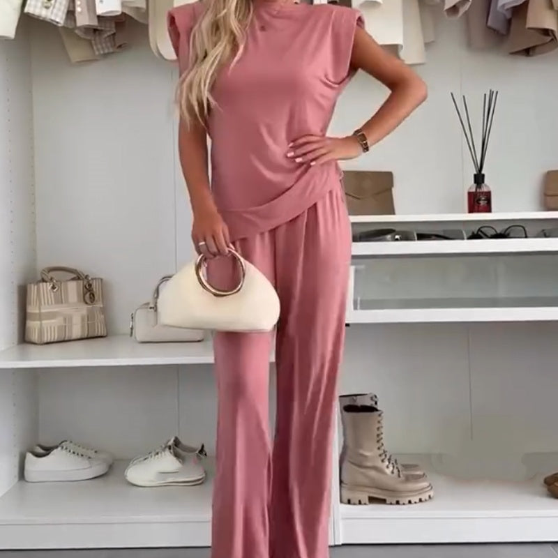 Lightweight Sleeveless Top & Wide-Leg Pants Set