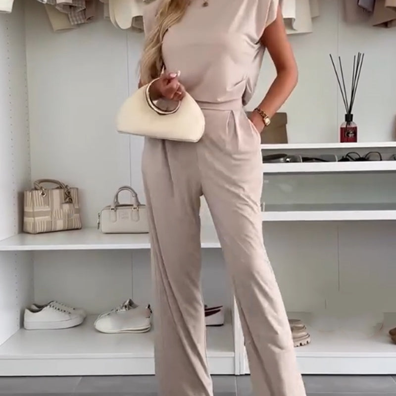 Lightweight Sleeveless Top & Wide-Leg Pants Set