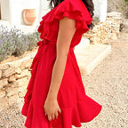 💖LAST DAY SALE 49% OFF💷Women's Elegant Waist Tie V-Neck Ruffle Dress