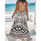 Zebra Leopard Print Slip Maxi Dress