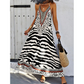 Zebra Leopard Print Slip Maxi Dress