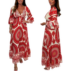 🌸LAST DAY PROMOTION - 50%OFF🌸Women's Retro Boho Deep V-Neck Maxi Dress🔥