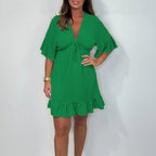 Women’s V Neck Babydoll Mini Dress