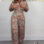 💖LAST DAY SALE 50% OFF💖Women's V-Neck Printed Short-Sleeve Jumpsuits