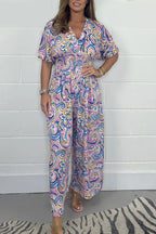 💖LAST DAY SALE 50% OFF💖Women's V-Neck Printed Short-Sleeve Jumpsuits