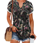 💖 SUMMER NEW💖Women's Cute Fringe Cuff Short-Sleeve Printed Tops