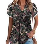 💖 SUMMER NEW💖Women's Cute Fringe Cuff Short-Sleeve Printed Tops