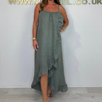 Women's Spaghetti Strap Dress with Asymmetrical Hem