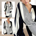 V-Neck Printed Long Sleeve Dress