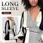 V-Neck Printed Long Sleeve Dress