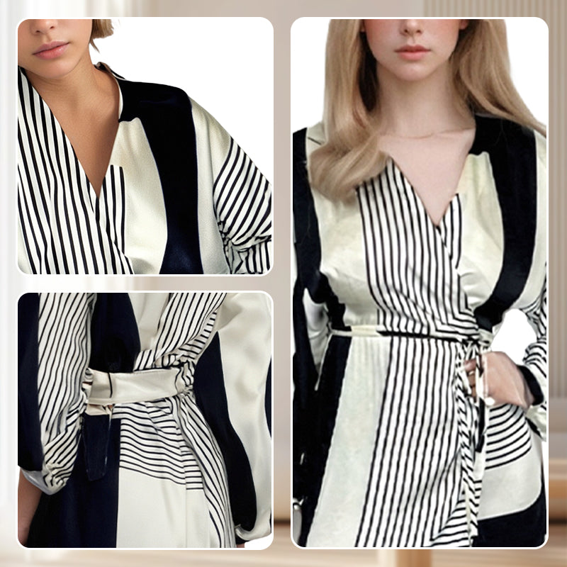 V-Neck Printed Long Sleeve Dress