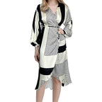 V-Neck Printed Long Sleeve Dress