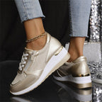 💜 LAST DAY PROMOTION - 50%OFF 💜 Women's Casual Mesh Lace-Up Wedge Sole Sneakers with Side Zipper